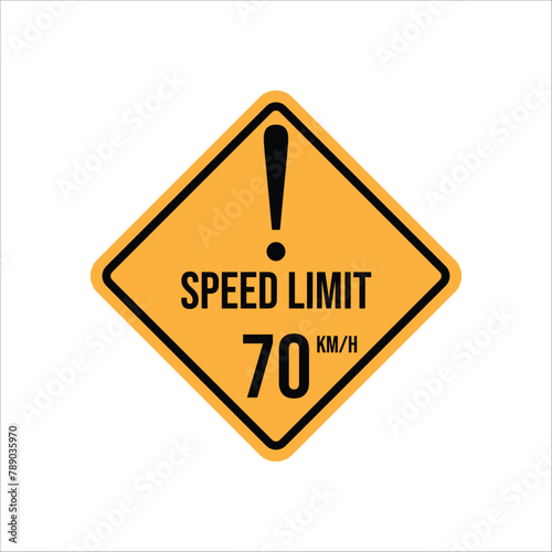 Wallpaper Mural Isolated Road Maximum Speed limit sign 70 kmh with white background vector illustration Torontodigital.ca
