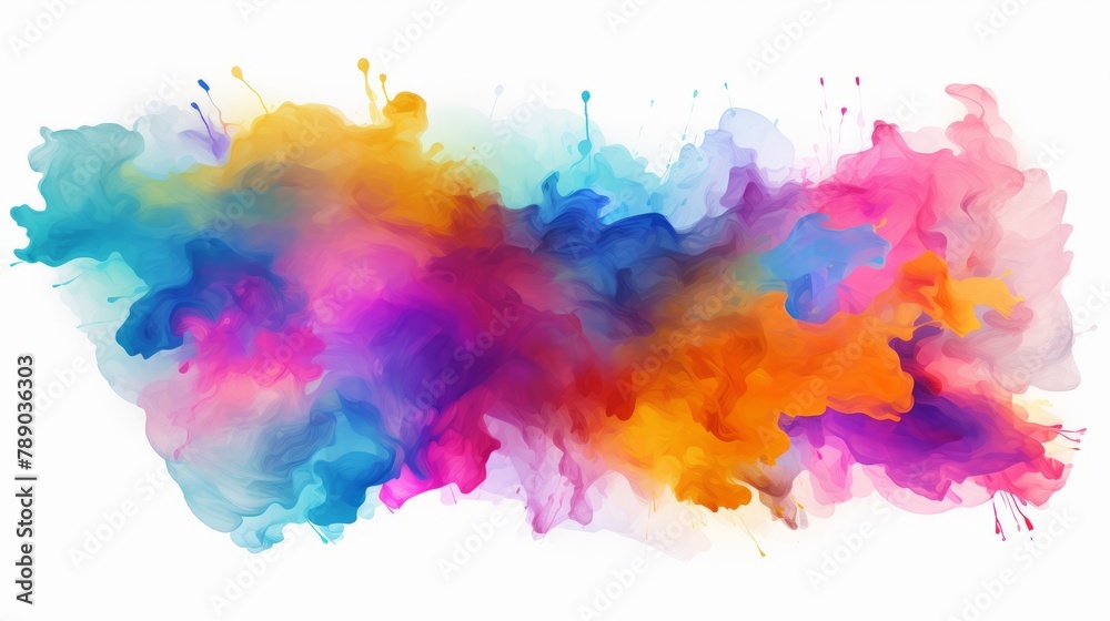 Abstract colorful multicolored colors painting illustration - watercolor splashes or stain, isolated on transparent background