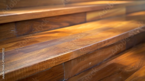 Teak Stair teak wood made from teak wood in house and office close up : Generative AI photo