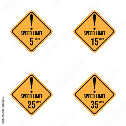 Wallpaper Mural Isolated Road Maximum Speed limit sign 5, 15, 25, 35 kmh with white background vector illustration Torontodigital.ca