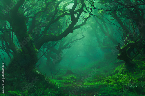 Beautiful magical druid forest