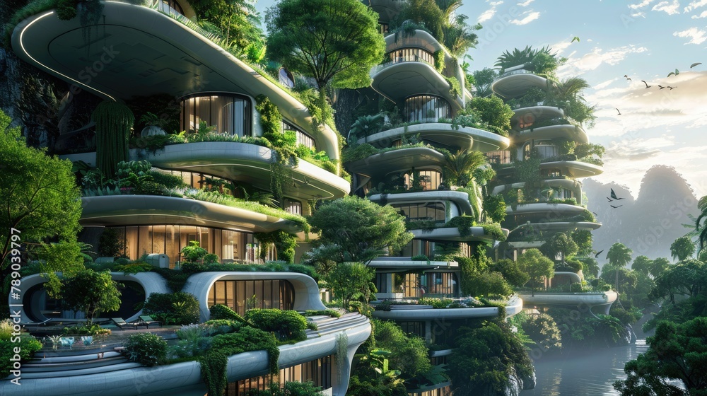 An eco-friendly city where ancient architecture meets sustainable modern designs