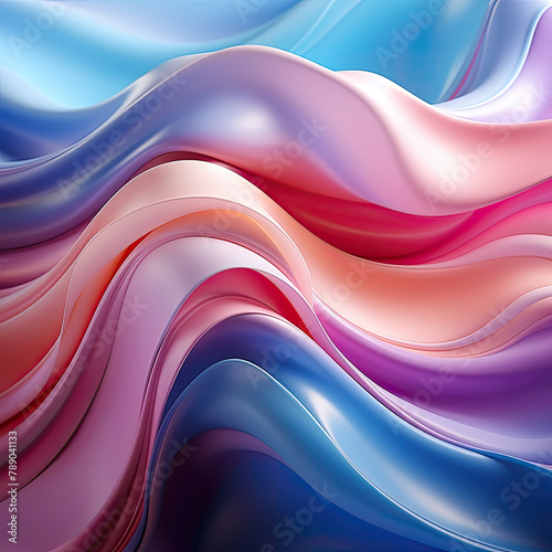 Watercolor Abstract fluid holographic pastel curved wave in motion colorful background, Gradient design, clipart Illustration, Generative Ai