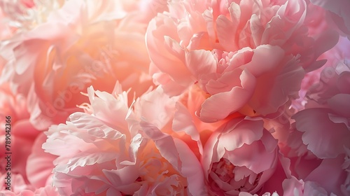 Bouquet of stylish peonies closeup Pink peony flowers Closeup of flower petals Floral greeting card or wallpaper Delicate abstract floral pastel background   Generative AI