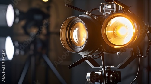 Studio light with fresnel lens and barndoors Closeup shallow dof : Generative AI photo