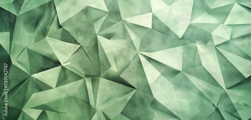 Soft mint and olive green polygons with grain texture for elegant backgrounds.