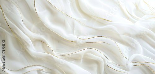 Golden arcs ripple on white in 3D, an elegant choice for luxury event graphics. photo