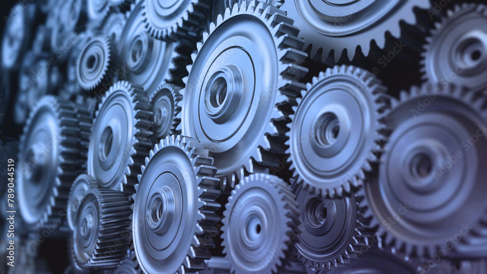 Background formed with group of 3D steel wheels in motion. 3D illustration Background formed with group of 3D steel wheels in motion. 3D illustration