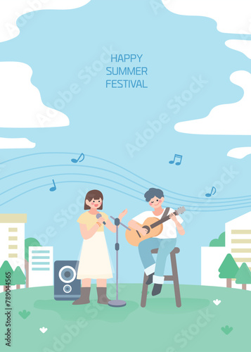 여름 축제 여행 놀거리 일러스트 04