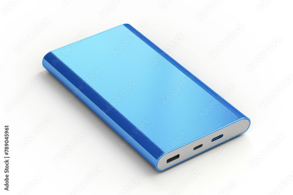 blue power bank for smartphone isolated on white background blue power bank for smartphone isolated on white background