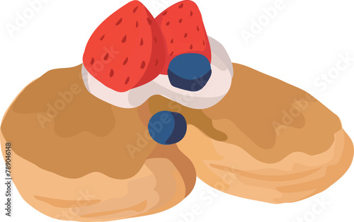 Honey pancake illustration on transparent background.