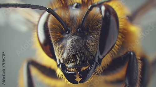 Stunning macro bee with huge eyes closeup : Generative AI