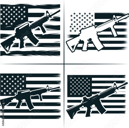 American Gun Flag, Rifle flag, Guns Vector, 2nd Amendment, Distressed flag, American Flag With Guns Vector