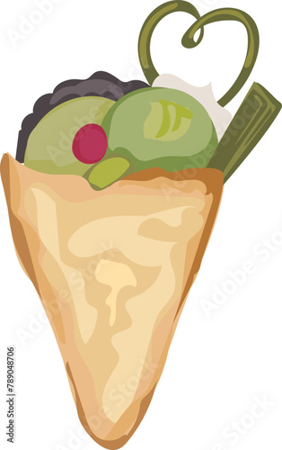 Dessert crepe Illustration on a transparent background.