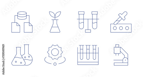 Science icons. Editable stroke. Containing datascience  flask  testtubes  testtube  sun  test  microscope.