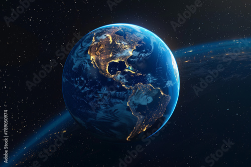 Earth at night with city lights