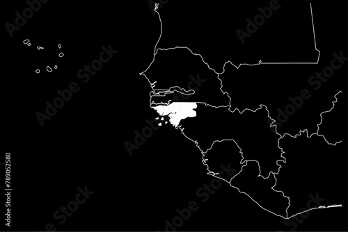 Guinea-Bissau map africa black background