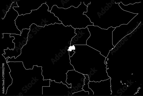 Rwanda  map africa black background