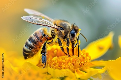 Bees buzzing around blooming flowers © AIDigitalart