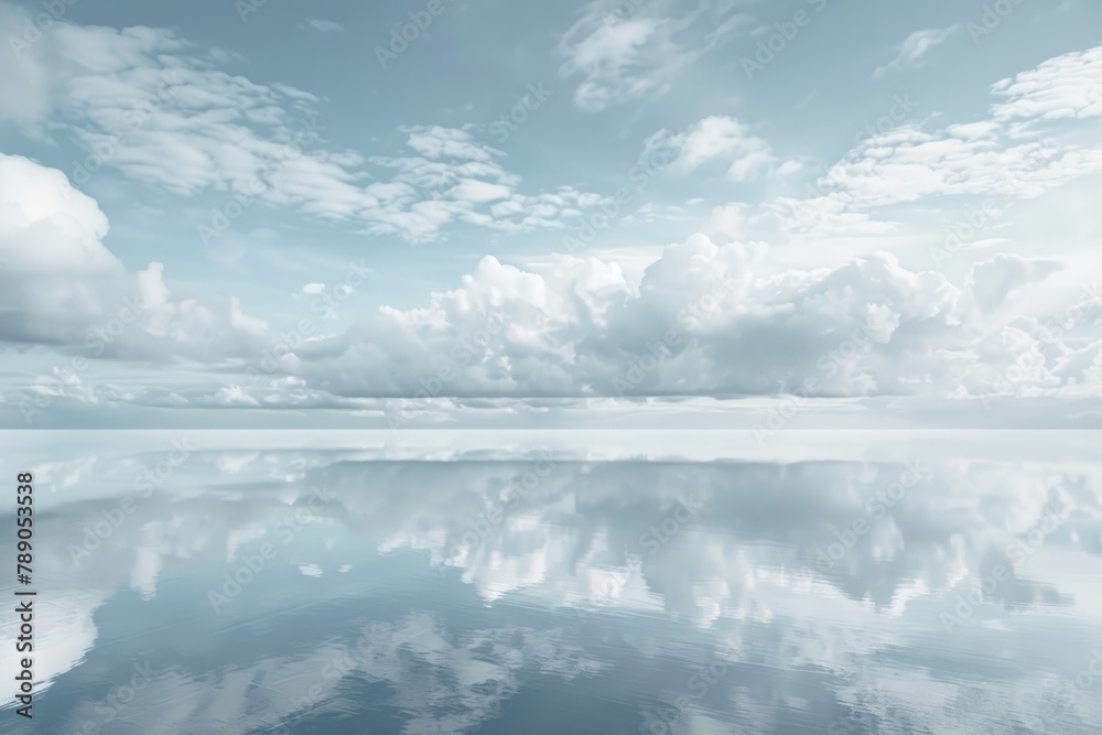 Serene Cloudscape and Reflective Water Surface Serene Cloudscape and Reflective Water Surface