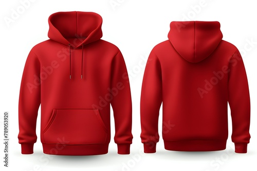 Red  hoodie template. Long Sleeve Cropped Hoodie, Hooded Sweatshirt for Designer Print Layout,   generated by AI, 3D illustration,