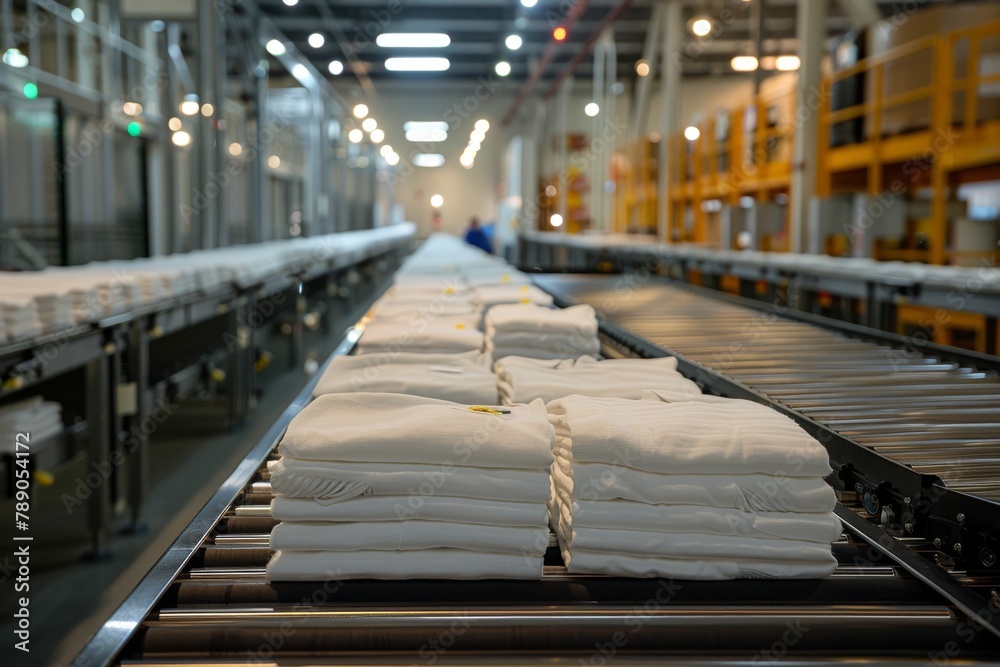 shirt packaging factory, linear conveyor shirt packaging factory, linear conveyor
