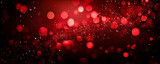 red bokeh with sparkles on a dark background with copy space