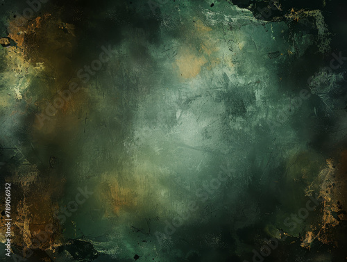 Abstract green and gold background with swirling patterns. © Jan