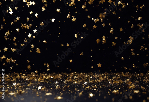 stars background black falling gold confetti shiny light glistering luxury star design celebration sparkle holiday magic shine christmas festive new decorat