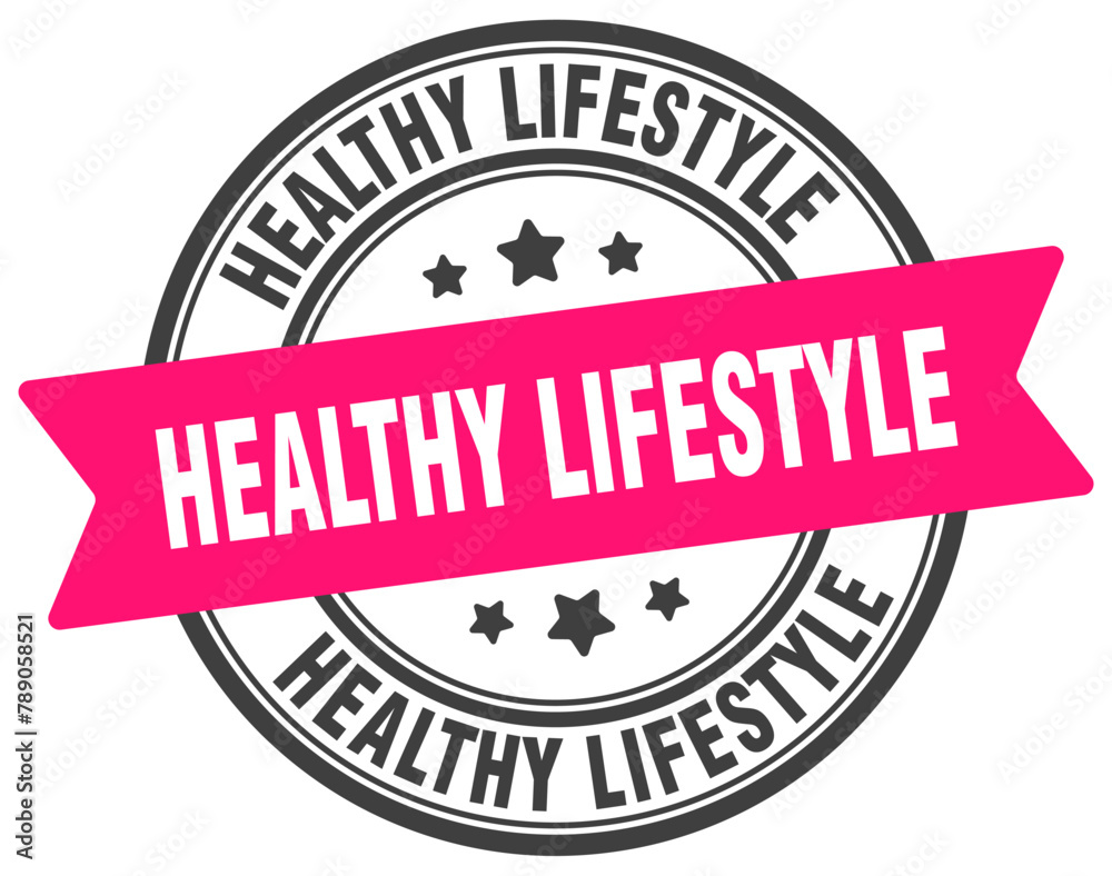Obraz premium healthy lifestyle stamp. healthy lifestyle label on transparent background. round sign