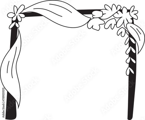 Hand drawn flower arch on a transparent background.
