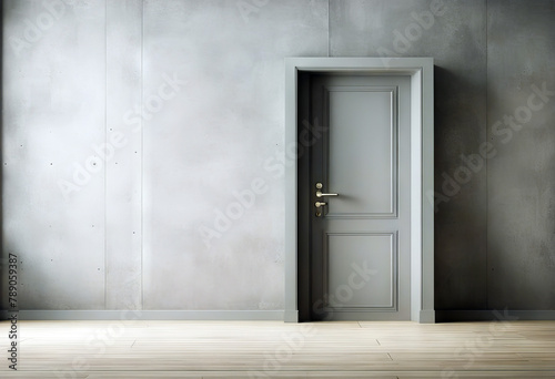 entrance simple texture Gray Loft wooden text interior front room mockup apartment place Empty concrete door wall floor grunge old wood dark vintage grey cement © mohamedwafi