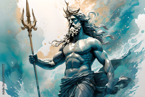 God of the seas and oceans Poseidon. Greek god who ruled the seas. photo