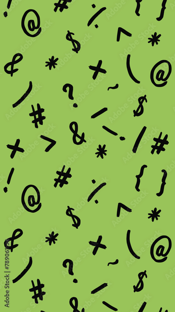 pattern with the image of keyboard symbols. Punctuation marks. Template for applying to the surface. pea background. Vertical image. Vertical banner for insertion into site. pattern with the image of keyboard symbols. Punctuation marks. Template for applying to the surface. pea background. Vertical image. Vertical banner for insertion into site.