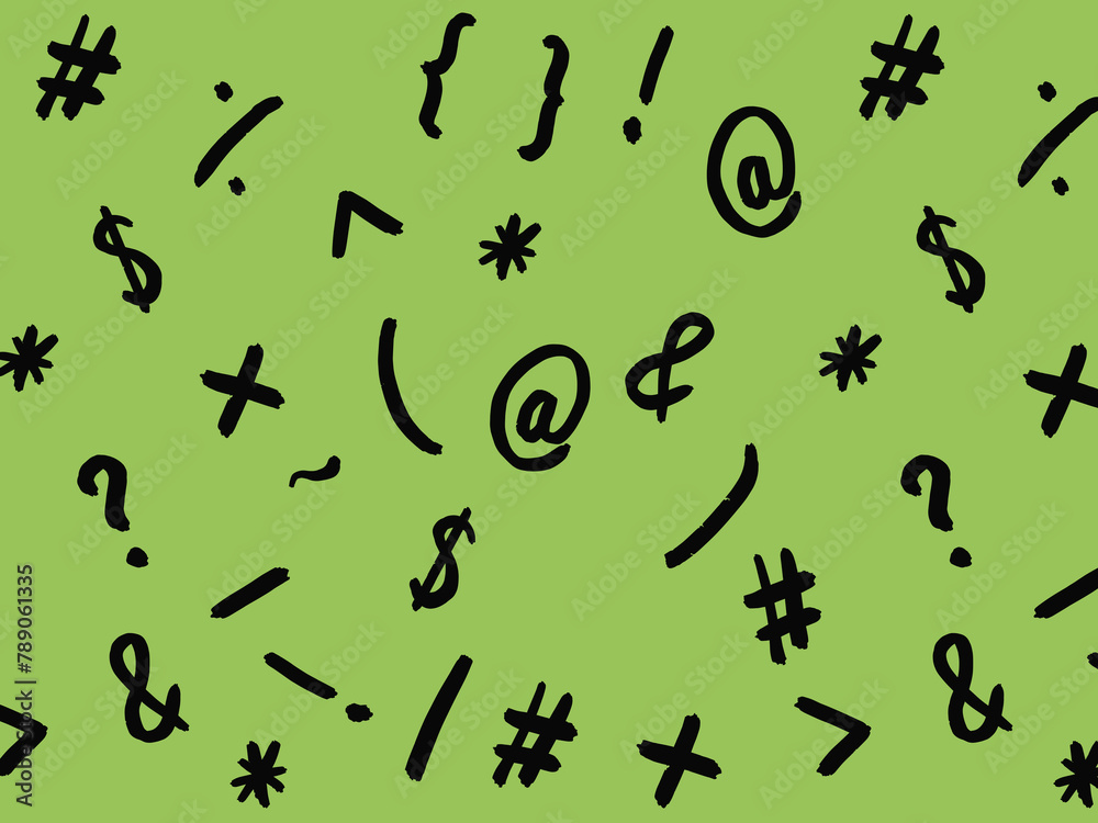 pattern with the image of keyboard symbols. Punctuation marks. Template for applying to the surface. pea background. Horizontal image. pattern with the image of keyboard symbols. Punctuation marks. Template for applying to the surface. pea background. Horizontal image.