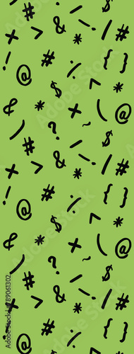 pattern with the image of keyboard symbols. Punctuation marks. Template for applying to the surface. pea background. Vertical image. Vertical banner for insertion into site.