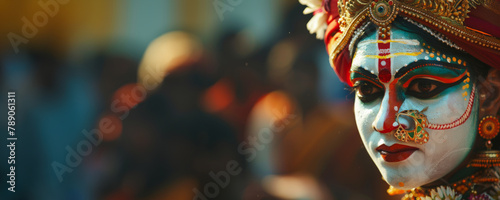 Vishu holiday concept - traditional dance Kathakali  photo