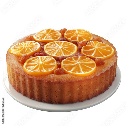 Orange fruit cake isolated on transparent