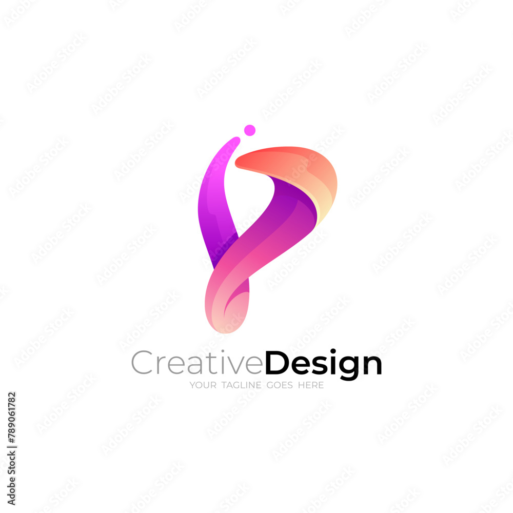 P logo and 3d colorful design template, icon business P logo and 3d colorful design template, icon business