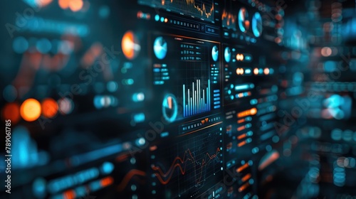 KPI Dashboard on virtual screen. Businessman analysing finance data graph on stock market. Financial management technology. Dashboard a wallet Account digital.