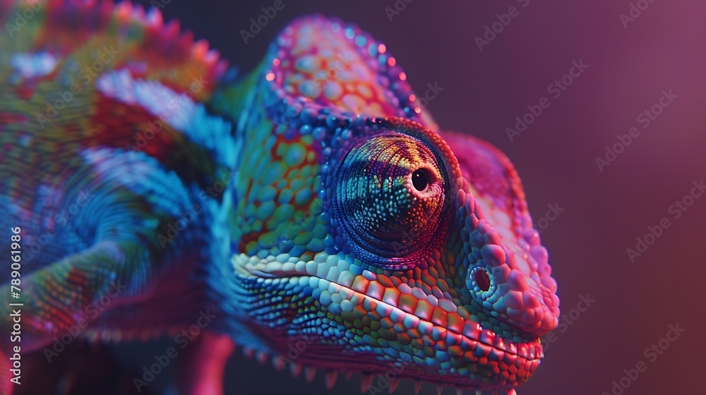 Close up of colorful chameleon : Generative AI Close up of colorful chameleon : Generative AI