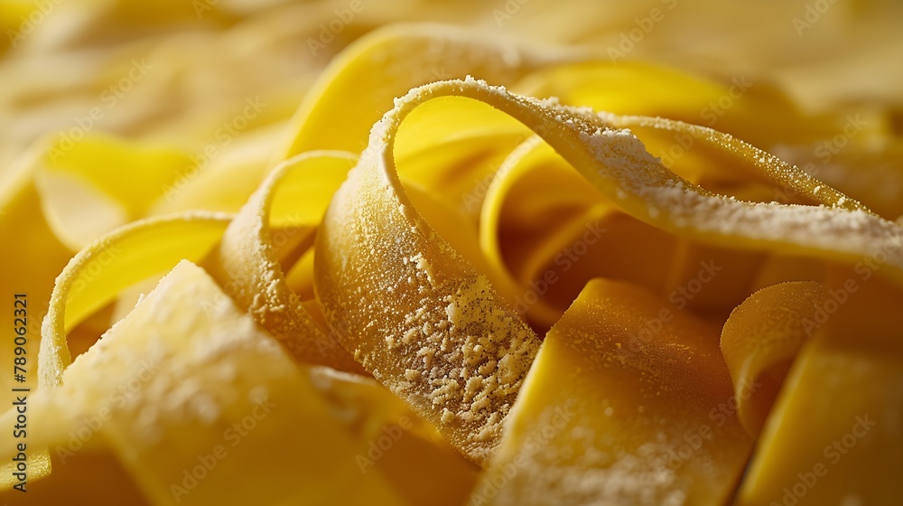 Fototapeta premium Fresh pappardelle pasta close up : Generative AI