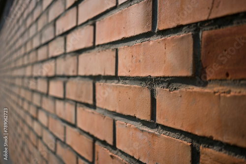 Long wall of red bricks