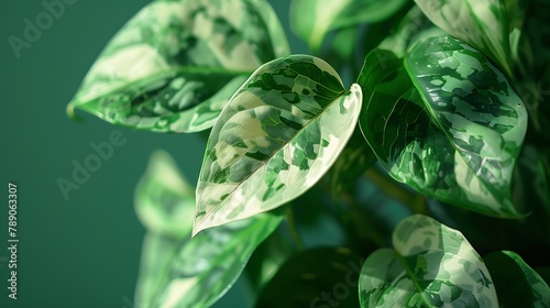 Scindapsus pictus exotica with dark greygreen Close up variegated leaf texture Popular spotted tree for room garden home decoration Air purifier climber plant Houseplants evergreen cli : Generative AI photo