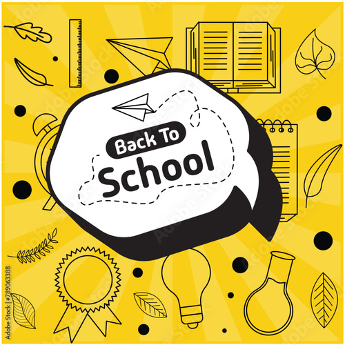 Back to school icon vector design with speech bubble