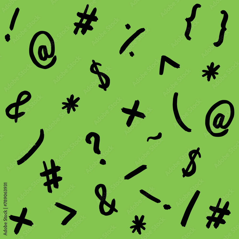 pattern with the image of keyboard symbols. Punctuation marks. Template for applying to the surface. pea background. Square image. pattern with the image of keyboard symbols. Punctuation marks. Template for applying to the surface. pea background. Square image.