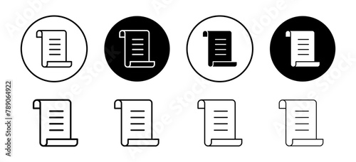 Scroll papyrus paper document icon. old or historical manuscript symbol.
