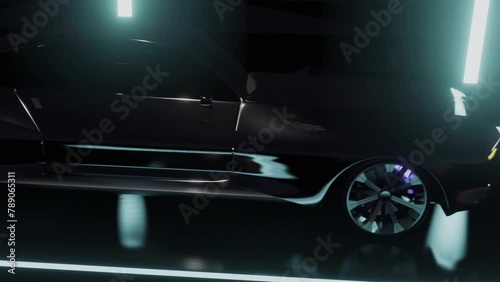 Beautiful animation of a car in a futuristic style  photo