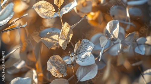 Dried eucalyptus brances and leaves for home decoration Close up view : Generative AI photo