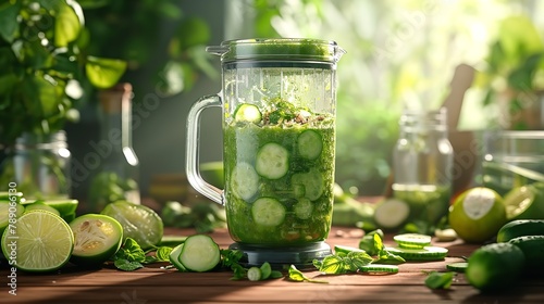 Making Cucumber Smoothie in Blender: Grinding Freshness